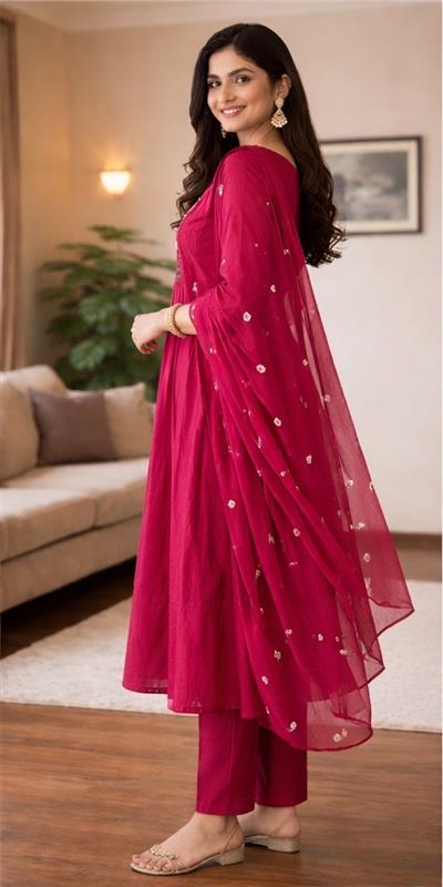 Noor Embroidered Kurta Set - Magenta