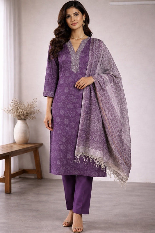 Elegant Purple Kurta Set with Dupatta