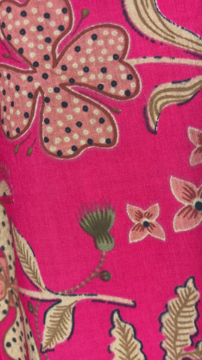 Pink Floral Sleeveless Kurta Set with Pants